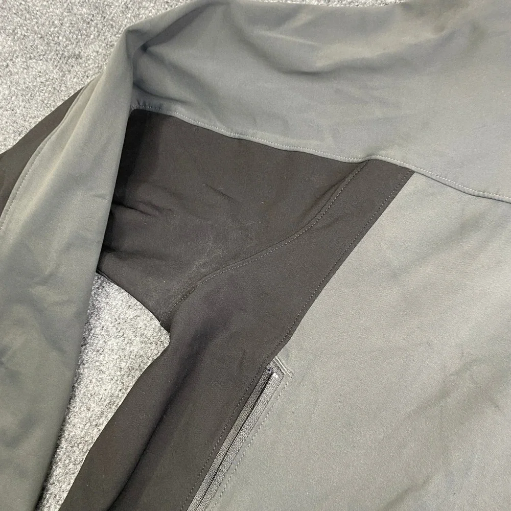 The North Face Windstopper Jacket Mens Grey Black Hooded Softshell Full Zip L
